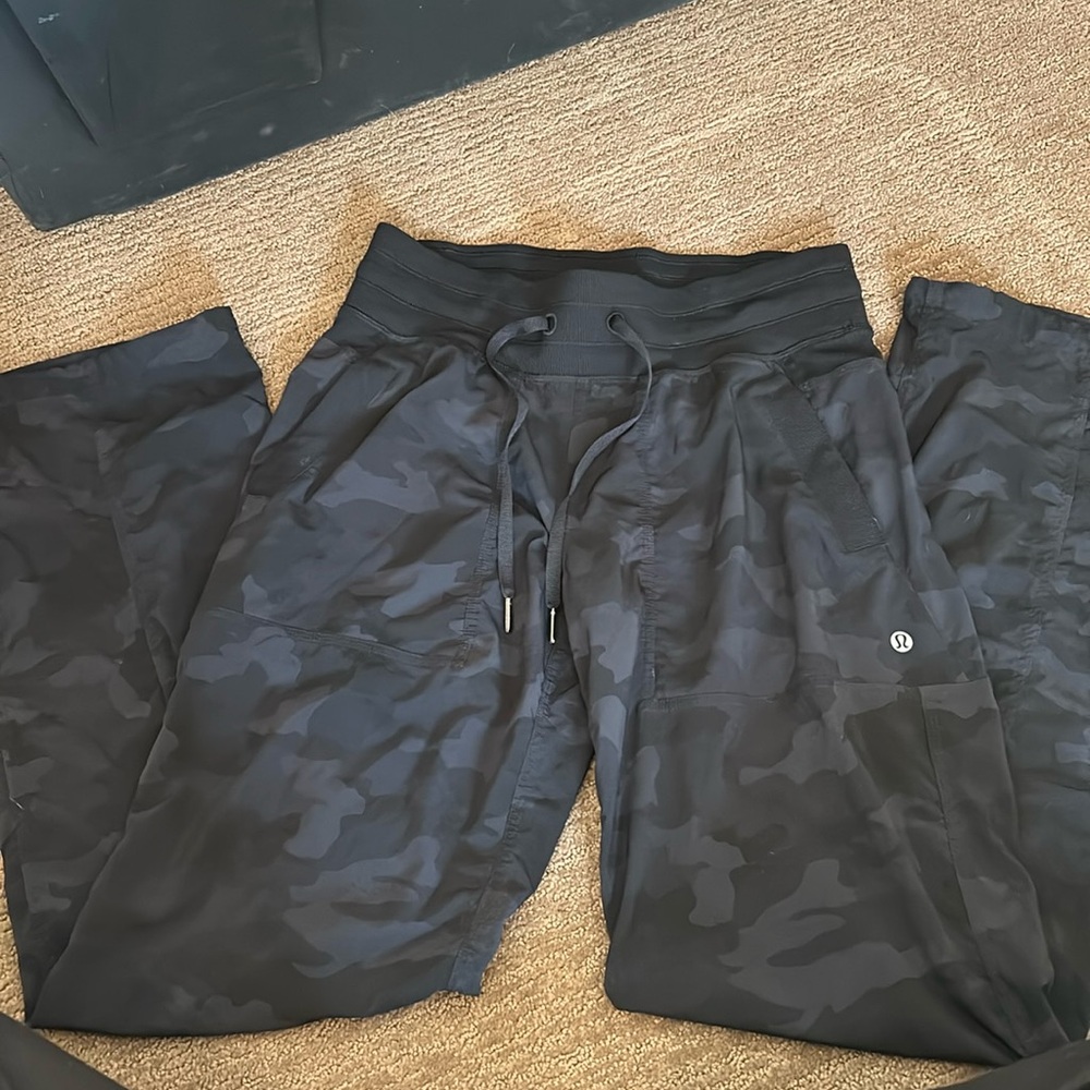 Lululemon track pants, grey camo, size 6